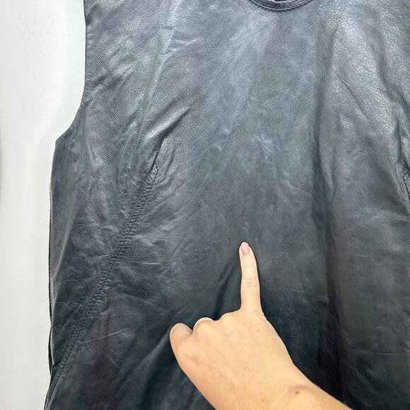 Helmut Lang Black Mock Neck Turtleneck Leather Sleeveless Tank Top Small - Picture 7 of 7